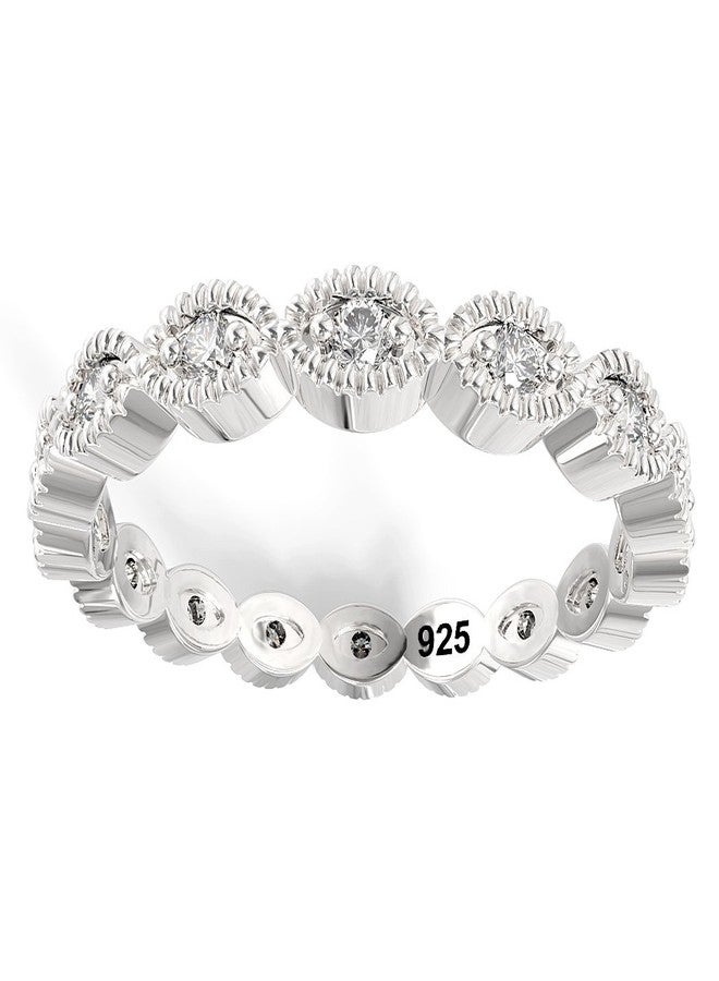 Metal Factory Sz 5 Sterling Silver CZ Stackable Anniversary Eternity Cubic Zirconia Band Ring - Image 2